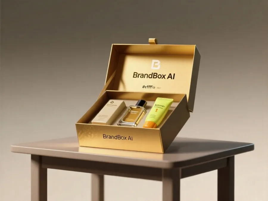 Gold foil gift box render
